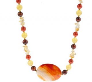 Lee Sands Multi Gemstone Necklace with Agate Pendant —