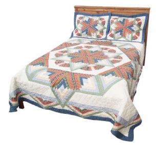 Country Living Star Dahlia 100% Cotton Twin Size Quilt with Sham