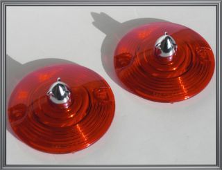 Red Lenses w/ Chrome Rockets for Harley Turn Signal Running Light