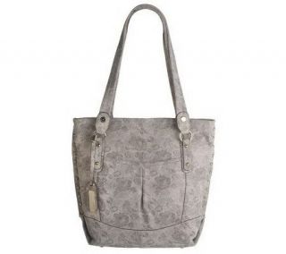 Makowsky Leather Snap Top Tote with Side Stud Accents —