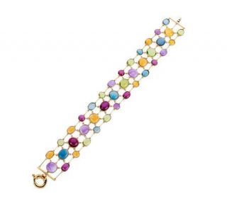 Multi gemstone Cabochon Line Bracelet 14K Gold —