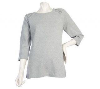 Quacker Factory Studded Shoulder Raglan Sleeve T Shirt —