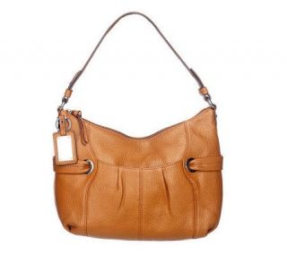 Tignanello Pebble Leather Zip Top Shoulder Bag w/ Eyelet Side