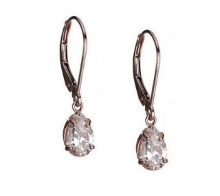 Diamonique 2.00 ct tw Pear Lever Back Earrings,14K Gold —