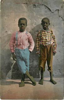 Black Americana Happy Go Lucky Coons Two Little Boys Wearing