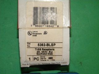 Cooper Wiring Devices 5362BLSP Surge Suppressor TVSS Receptacle 20Amp