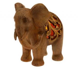 HomeReflections Elephant Luminary with Flameless Candle & Timer