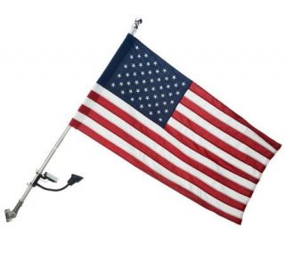 US Flag Kit with Solar Light & No Tangle Spinner Pole —