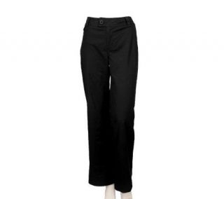 Denim & Co. Modern Waist Tab Front Trousers with Plaid Facing