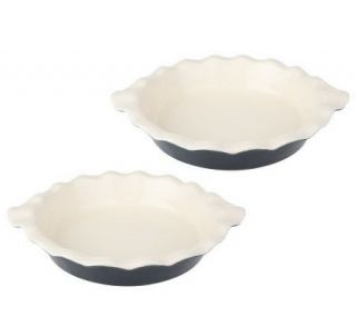 Technique Set of 2 Stoneware Fluted 9 Round Pie Dishes —
