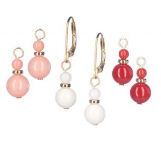 Lee Sands Colors of Coral Interchangeable Bead Lever Back Earrings