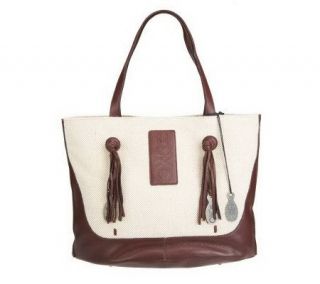 Muxo by Camila Alves Leather Woven Tote with Tassels —