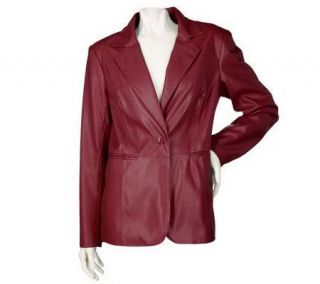 Susan Graver Faux Leather Blazer with Animal Print Lining —