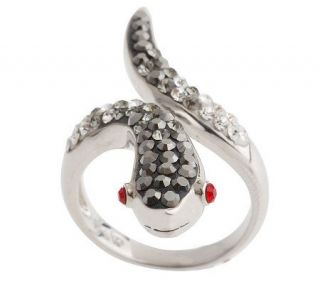 Chelsea Taylor Sterling Pave Crystal Snake Bypass Ring —