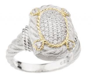 Judith Ripka Sterling & 18K Clad Pave Diamonique Ring —