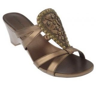 Andrew Geller Multi Strap Sandals with Embellishment —