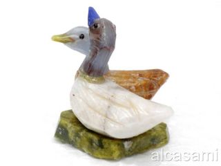 Miniature Couple of Ducks Sculpture Peru Hand Carved