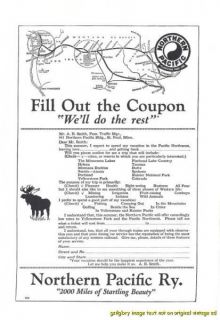 vintage railroad print ad yellowstone park fill out the coupon we ll