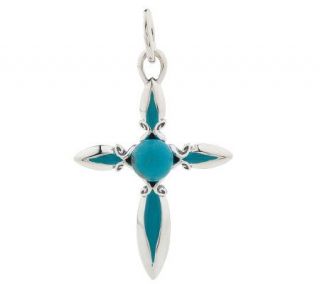 Ann King Sterling Passion Enamel & Turquoise Cross Pendant —