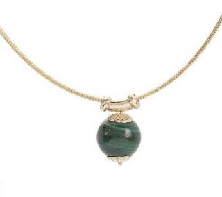 Omega Necklace with Gemstone Bead Pendant 14K Gold —