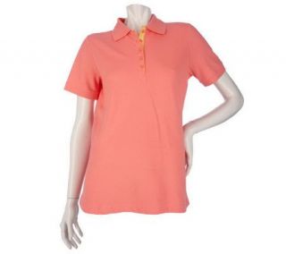 Sport Savvy Stretch Pique Polo Top with Contrast Check Detail