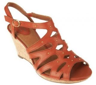 Clarks Artisan Fiddle String Leather Wedge Sandals —