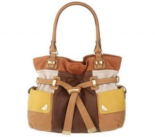 Makowsky Glove Leather Double Handle Belted Shopper —