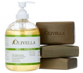 Olivella 100Virgin Olive Oil Liquid Soap & 3 Beauty Bars —