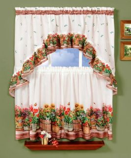 COUNTRY GARDEN COMPLETE TIER & SWAG SET, KITCHEN CURTAIN DELICIOUS