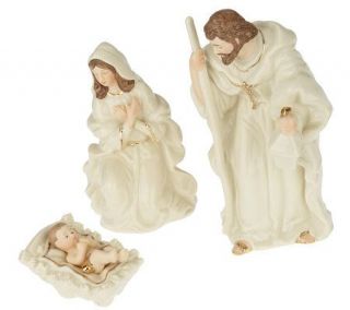Belleek Handpainted Mary, Joseph, Jesus & Manger 4 Piece Set