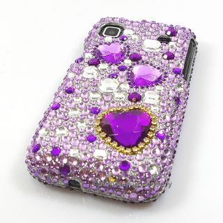 Purple Splash Bling Hard Case Cover For Samsung Galaxy s 4G