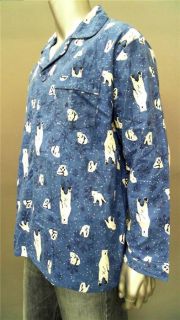 Covington Polar Bear Snow Mens L Pajama Top Blue Abstract Print