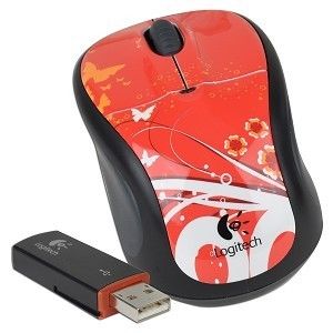 Logitech V220 Cordless Optical Wireless Mouse w/ Receiver   Red Blush