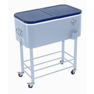  Quart Standing Patio Cooler Ice Chest Beverage Tub with Wheels