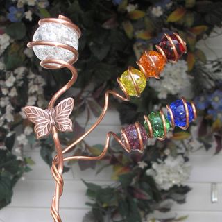  Metal Plant Stake Copper Garden Art Yard Decor Glass Handmade