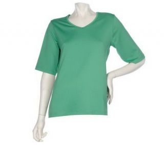 Susan Graver Essentials Butterknit V neck Top w/Elbow Sleeves