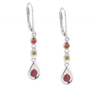 Sterling 0.55 ct tw Multi color Sapphire Lever Back Earrings