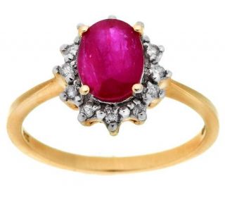 Premier 1.25 ct Oval African Ruby & 1/10cttwDiamond Ring, 14K