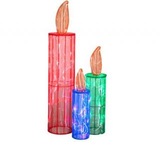 Set of 3 Lighted Candles Lawn Decoration —