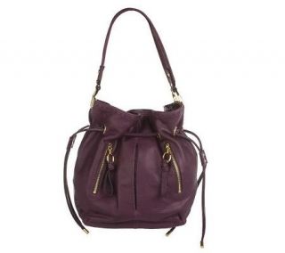 Makowsky Suede Hobo Bag with Zipper Pockets and Buckle Detail