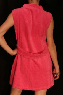  70s Hot Pink Mod Plush Terrycloth Swimsuit New Bathing Coverup