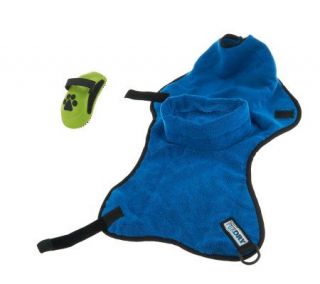 FUR Dry Medium Absorbent Dog Drying Wrap with Massaging Comb