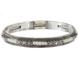 Suarti Artisan Crafted Sterling Large Cultured Pearl Bangle   J268268