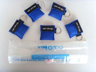 100 CPR Mask with Keychain CPR Face Shield AED Blue Pouch