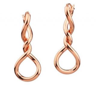 VicenzaGold 2 Rose Gold Double Twist Elongated Earrings, 14K