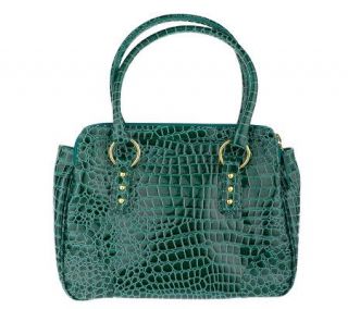 Joan Rivers Timeless Elegance Croco Embossed Ivory Handbag —