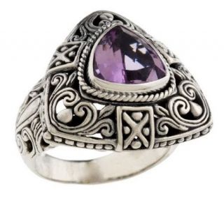 Artisan Crafted Sterling Triangular Gemstone Ring —