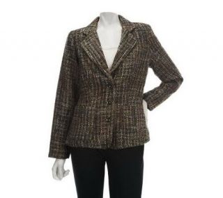 Linea by Louis DellOlio Notch Collar Tweed Blazer with Pockets