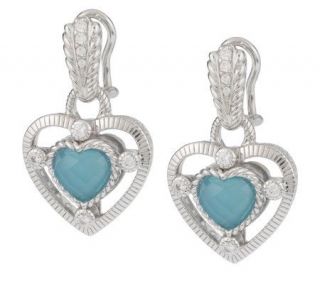 Judith Ripka Sterling Blue Chalcedony Heart Earrings —