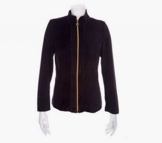 Susan Graver Velour Zip Front Jacket with Welt Pockets —